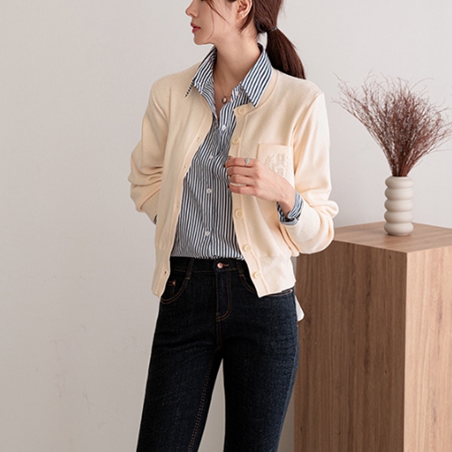 Laurel embroidered pocket cardigan