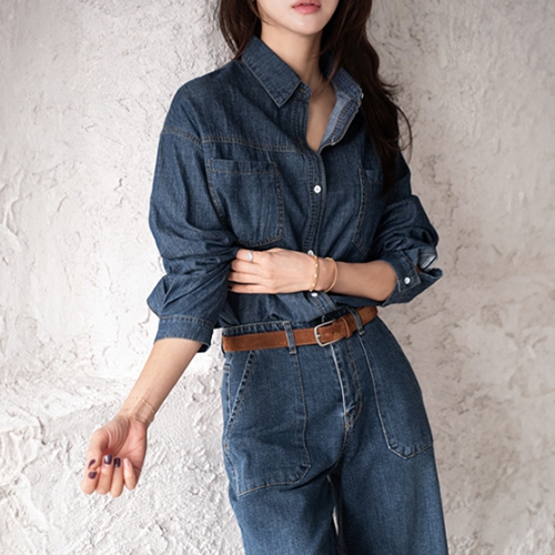Bottom Round Denim Shirt