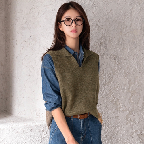 Wool Blend Button Knitwear Vest