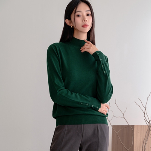 Pury  Sleeve Button Half Turtleneck Knitwear