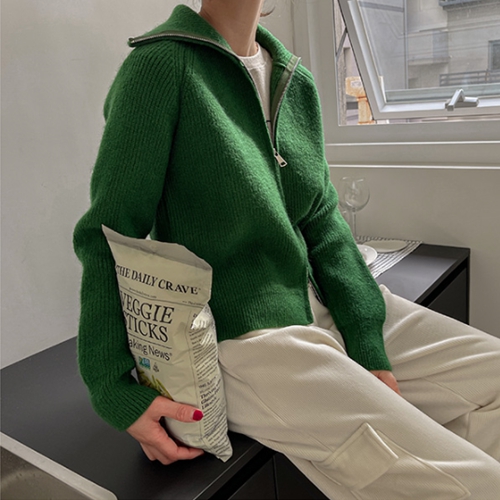 [valyou] Soft touch two-way Zip up Knitwear Cardigan