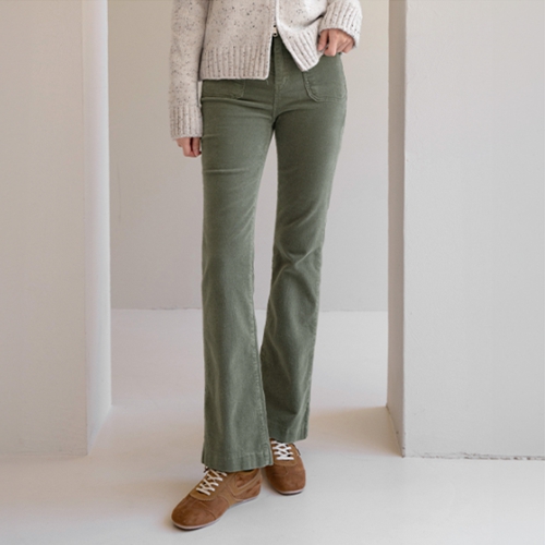 Pocket Corduroy Semi Bootcut Pants