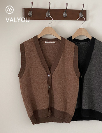 [valyou] Reno Color Matching Knitwear Vest Korea