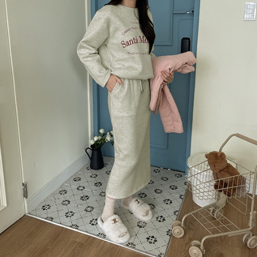 Monica string fleece lined Skirt Set