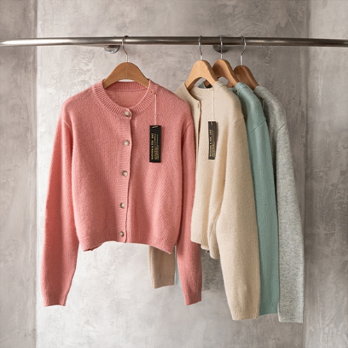 Wool pastel Round Cardigan