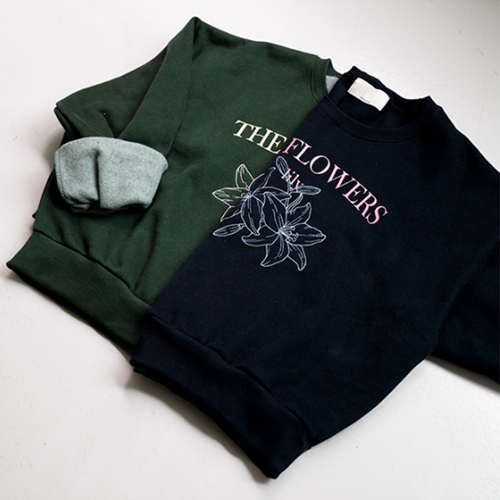 Lily embroidered peach fleece lined sweatshirt