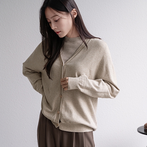 Double V Gold Button Cardigan