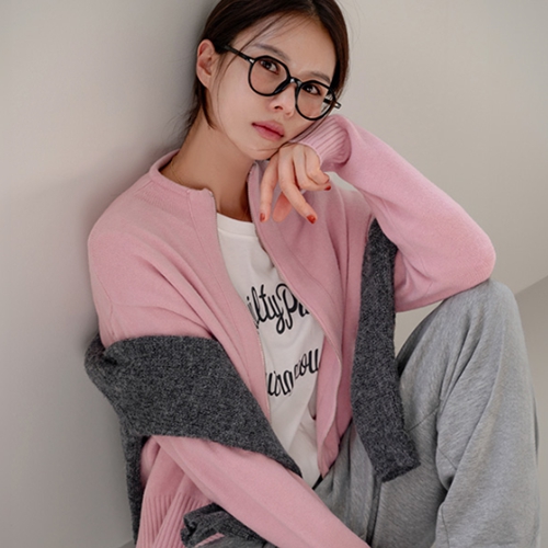 Wool Cashmere Line Half Neck Zip-Up