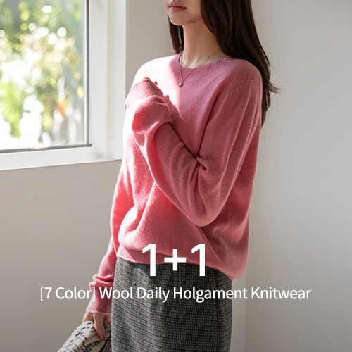 [1+1] Wool Daily Holgament Knitwear