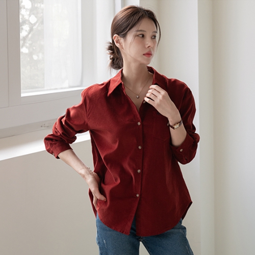 [valyou] Embroidered Pocket Corduroy Shirt