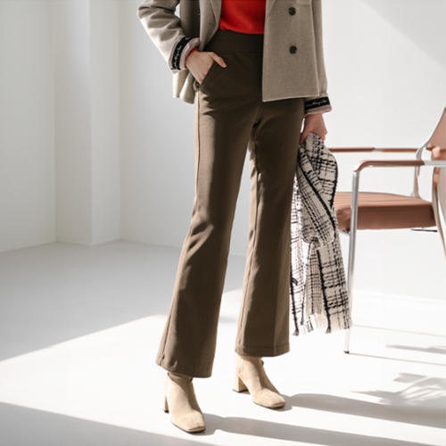 Fake fur Boot cut Banding Slacks