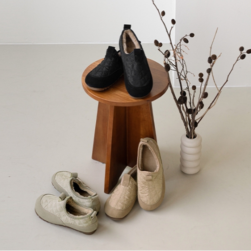 quilting Fur Slip-on Shoes