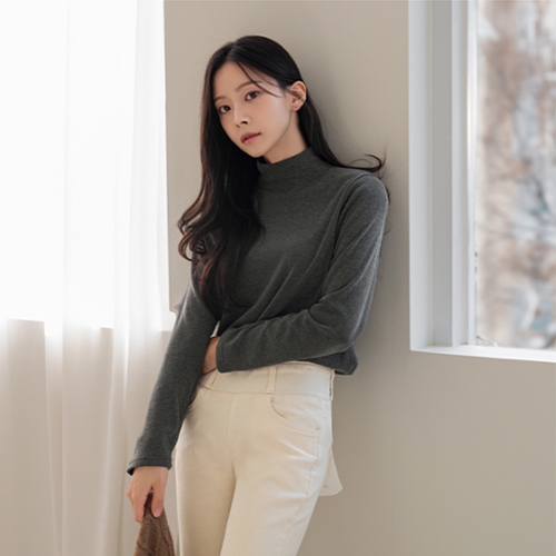 [Special Sale] Basic Span half-turtleneck  fleece lined T-shirt
