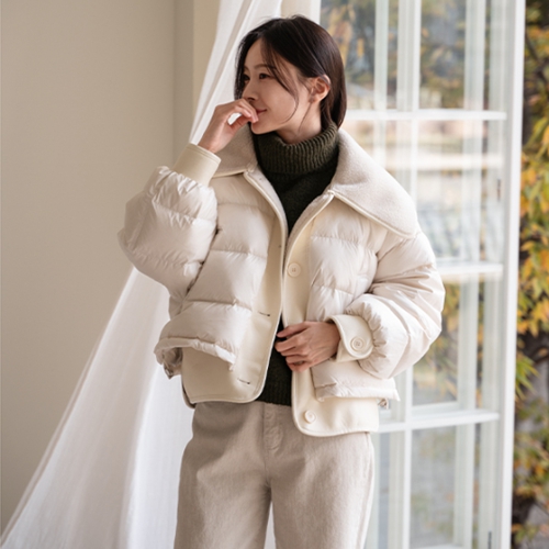 Big collar layered duck down padded jacket