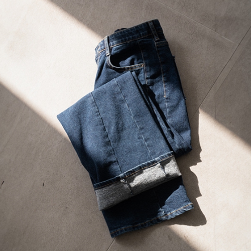 Incision Wide fleece lined Denim Pants