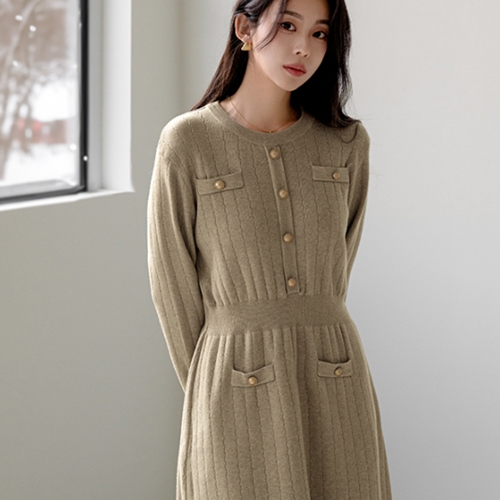 Sanne Golden Knitwear Dress
