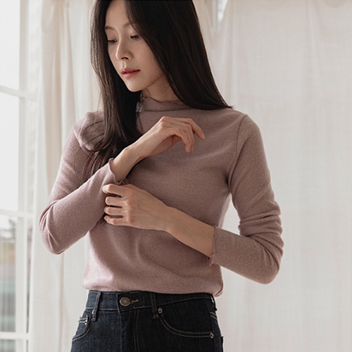[Planning] fleece lined Wavy turtleneck T-shirt