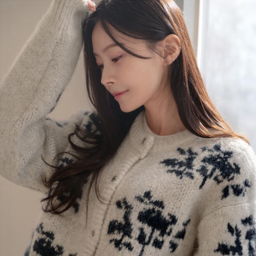 Jagged Flower Wool Cardigan