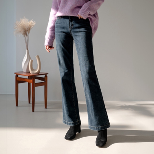 Washing fleece lined Boot cut Denim Pants