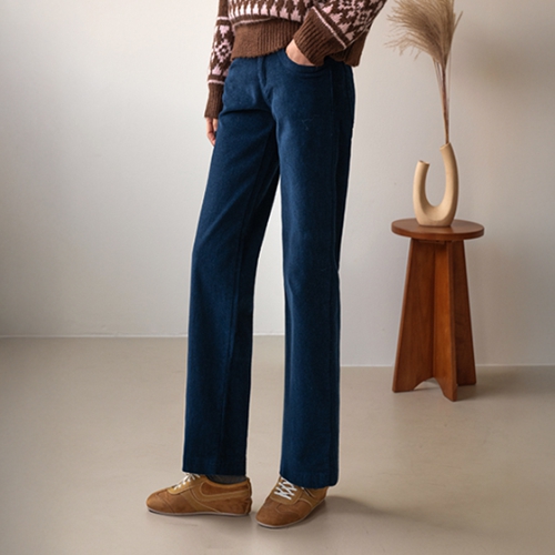 Fine Corduroy Obi fleece lined Wide Pants