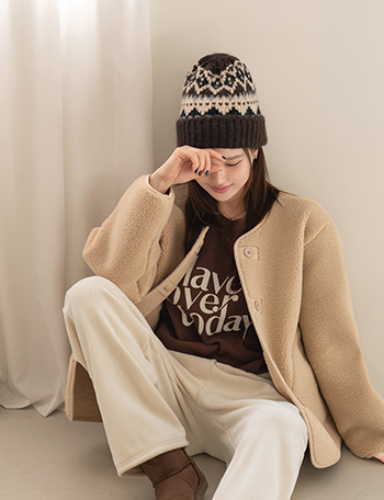 Knit Hood Wool Jacket Korea