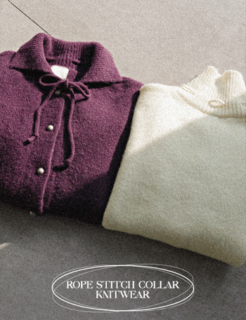 Rope Stitch Collar Knitwear Korea