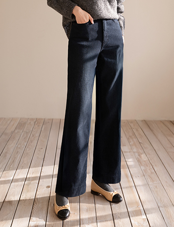 Blue Banding Wide fleece lined Pants Korea