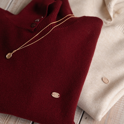 Roll Collar Wappen Turtleneck Knitwear
