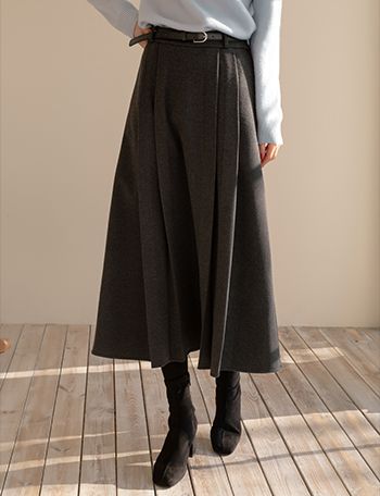 Pleats Back banding Belt Skirt Korea