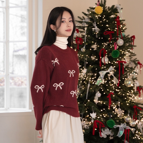 Bell Ribbon Wool pearl Knitwear