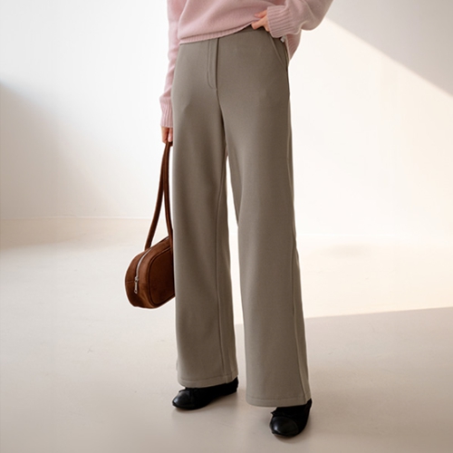 [Special Sale] Fake fur fleece lined straight fit slacks