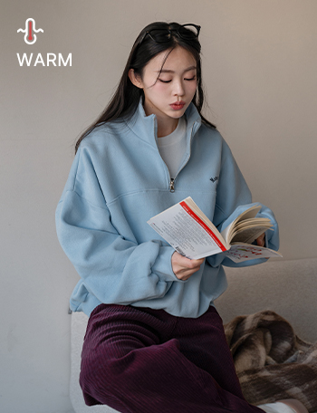 Moment Double-sided Fleece Lined Half Zip-up Sweatshirt Korea