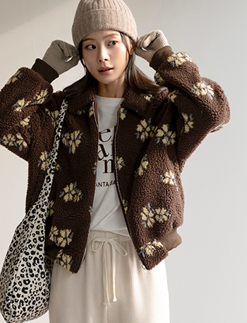 Flower Wool Zip up Korea
