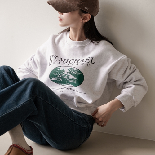 Michael printed double-sided fleece lined sweatshirt