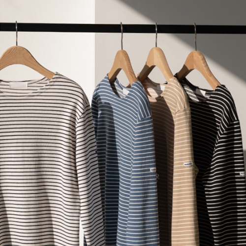 Thick horizontal striped Patch T-shirt