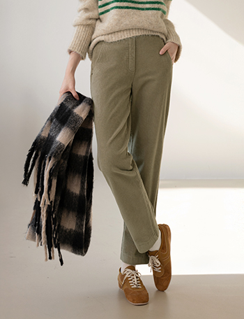Corduroy fleece lined Baggy Back banding Pants Korea