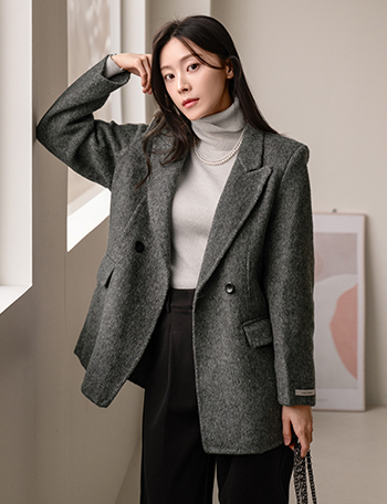 Herringbone Taylor Handmade Wool Coat Korea