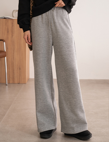 Simple fleece lined wide pants Korea