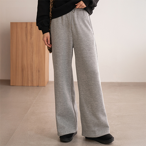 Simple fleece lined wide pants