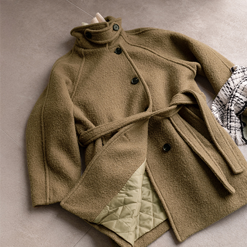 Highneck Half Wool Pea Coat