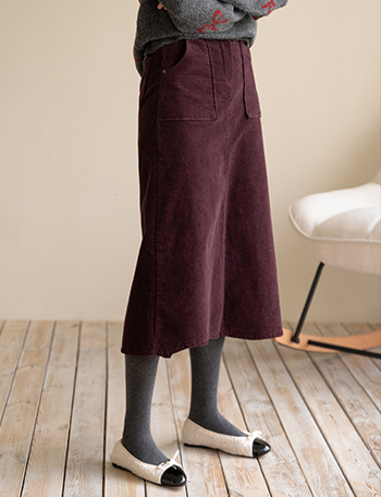 Corduroy fleece lined Banding Skirt Korea