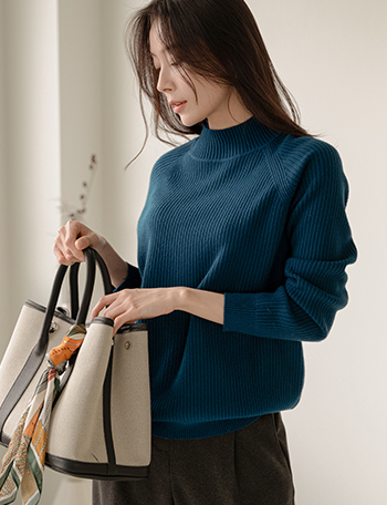 Marie ribbed half-turtleneck knitwear Korea