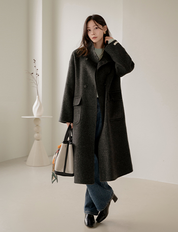 Wool Pocket  Long Handmade Coat Korea