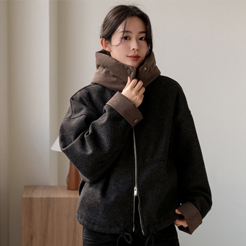 Two-way Padding Hood Zip up Jacket