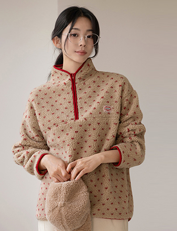 Heart Dumble Fleece Half Zip-Up Korea