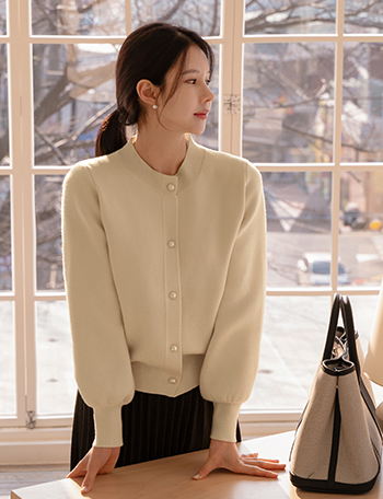 Bead pearl Puff Cardigan Korea