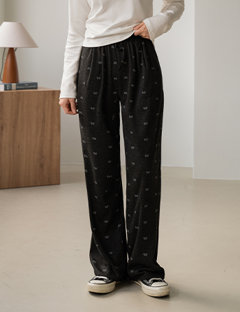 Love Ribbon Cotton Banding Pants Korea