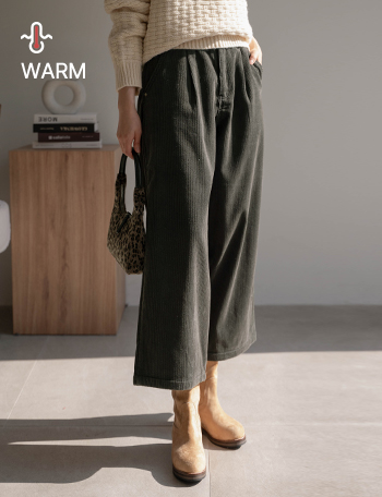 Corduroy 8 quarter length fleece lined Banding Pants Korea