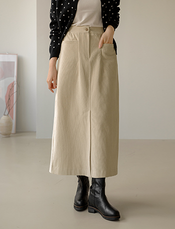 Slit Corduroy Back Banding Skirt Korea