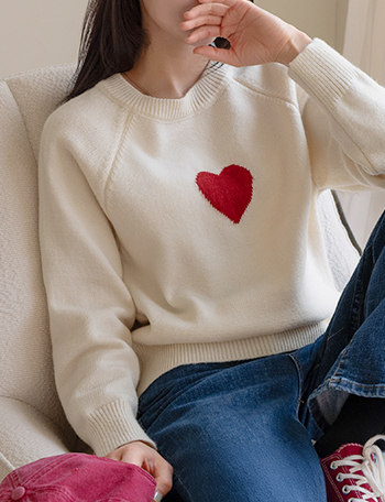 Basic Heart Round Knitwear Korea